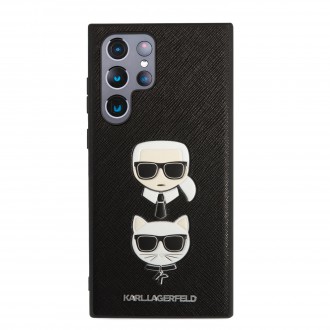 KLHCS22LSAKICKCBK Karl Lagerfeld Saffiano K&C Heads Kryt pro Samsung Galaxy S22 Ultra Black