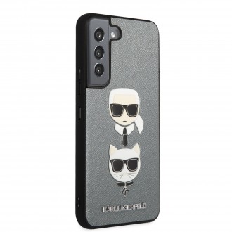 KLHCS22SSAKICKCSL Karl Lagerfeld Saffiano K&C Heads Kryt pro Samsung Galaxy S22 Silver