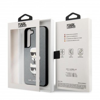KLHCS22SSAKICKCSL Karl Lagerfeld Saffiano K&C Heads Kryt pro Samsung Galaxy S22 Silver