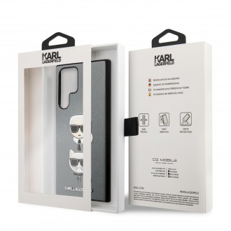 KLHCS22LSAKICKCSL Karl Lagerfeld Saffiano K&C Heads Kryt pro Samsung Galaxy S22 Ultra Silver