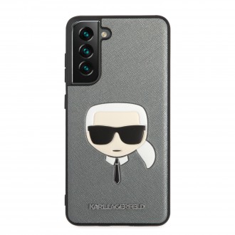 KLHCS21FSAKHSL Karl Lagerfeld PU Saffiano Karl Head Zadní Kryt pro Samsung Galaxy S21 FE 5G Silver