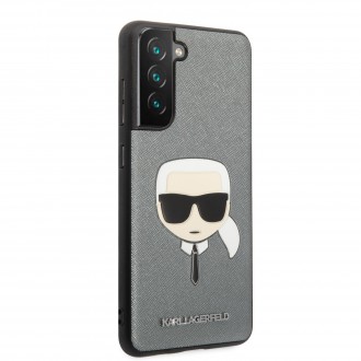 KLHCS21FSAKHSL Karl Lagerfeld PU Saffiano Karl Head Zadní Kryt pro Samsung Galaxy S21 FE 5G Silver
