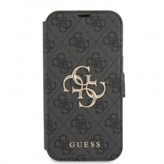 Guess PU 4G Metal Logo Book Pouzdro pro iPhone 13 Grey (GUBKP13M4GMGGR)