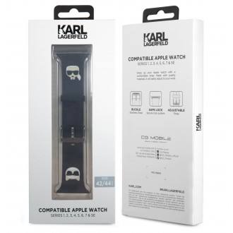 KLAWLSLCKK Karl Lagerfeld Karl and Choupette Řemínek pro Apple Watch 42/44mm Black
