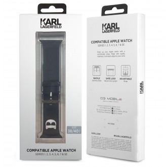 KLAWMSLCK Karl Lagerfeld Choupette Head Řemínek pro Apple Watch 38/40mm Black