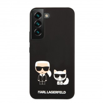 KLHCS22MSSKCK Karl Lagerfeld and Choupette Liquid Silicone Zadní Kryt pro Samsung Galaxy S22+ Black