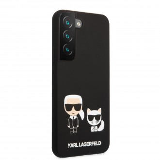 KLHCS22MSSKCK Karl Lagerfeld and Choupette Liquid Silicone Zadní Kryt pro Samsung Galaxy S22+ Black