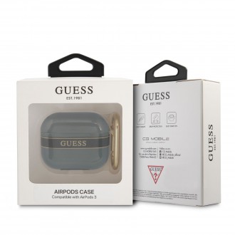 GUA3HHTSK Guess TPU Printed Stripe Pouzdro pro Airpods 3 Black