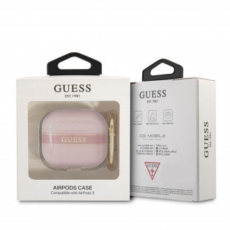 GUA3HHTSP Guess TPU Printed Stripe Pouzdro pro Airpods 3 Pink