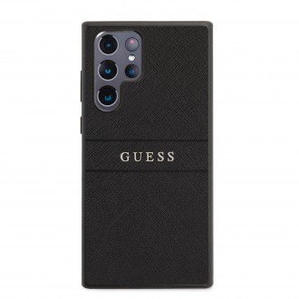 GUHCS22LPSASBBK Guess PU Leather Saffiano Zadní Kryt pro Samsung Galaxy S22 Ultra Black