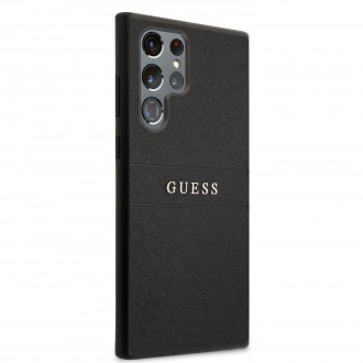 GUHCS22LPSASBBK Guess PU Leather Saffiano Zadní Kryt pro Samsung Galaxy S22 Ultra Black