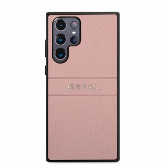 GUHCS22LPSASBPI Guess PU Leather Saffiano Zadní Kryt pro Samsung Galaxy S22 Ultra Pink