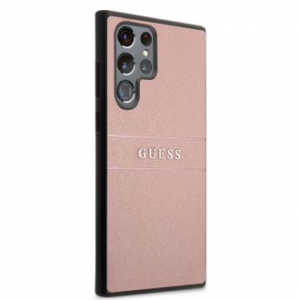 GUHCS22LPSASBPI Guess PU Leather Saffiano Zadní Kryt pro Samsung Galaxy S22 Ultra Pink
