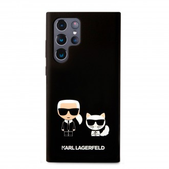 KLHCS22LSSKCK Karl Lagerfeld and Choupette Liquid Silicone Zadní Kryt pro Samsung Galaxy S22 Ultra Black