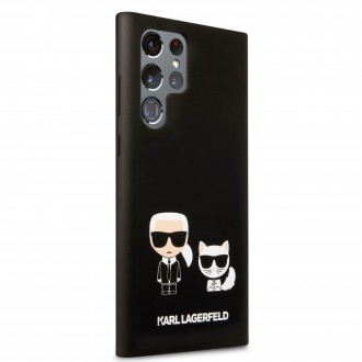 KLHCS22LSSKCK Karl Lagerfeld and Choupette Liquid Silicone Zadní Kryt pro Samsung Galaxy S22 Ultra Black