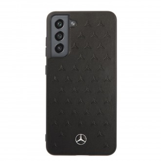 MEHCS21FESPSQBK Mercedes Genuine Leather Quilted Kryt pro Samsung Galaxy S21 FE 5G Black