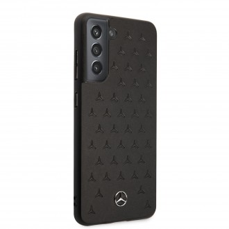 MEHCS21FESPSQBK Mercedes Genuine Leather Quilted Kryt pro Samsung Galaxy S21 FE 5G Black