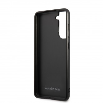 MEHCS21FESPSQBK Mercedes Genuine Leather Quilted Kryt pro Samsung Galaxy S21 FE 5G Black