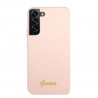 GUHCS22SLSLMGPP Guess Silicone Metal Logo Zadní Kryt pro Samsung Galaxy S22 Pink