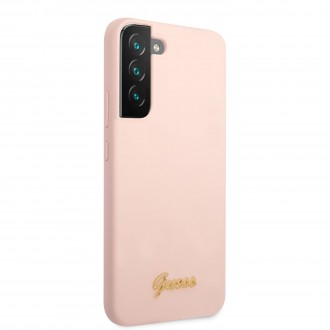 GUHCS22SLSLMGPP Guess Silicone Metal Logo Zadní Kryt pro Samsung Galaxy S22 Pink