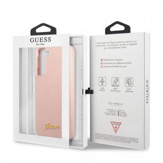 GUHCS22SLSLMGPP Guess Silicone Metal Logo Zadní Kryt pro Samsung Galaxy S22 Pink