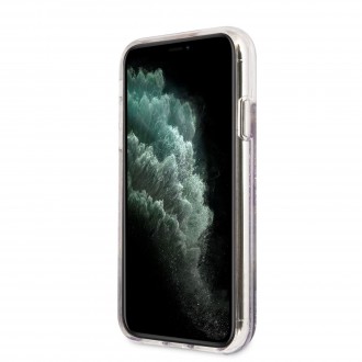 GUHCN61LFLSU Guess Liquid Glitter Flower Zadní Kryt pro iPhone 11 Purple