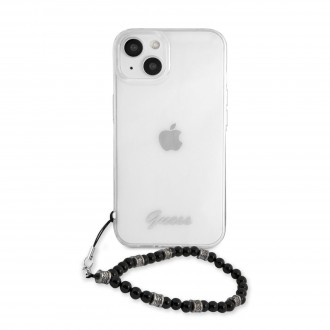 Guess PC Script and Black Pearls Zadní Kryt pro iPhone 13 Transparent (GUHCP13MKPSBK)