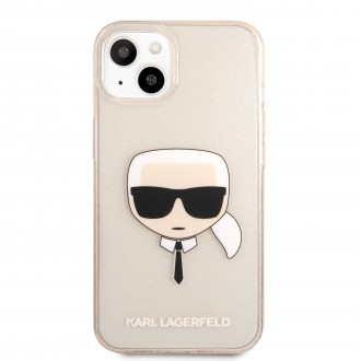 Karl Lagerfeld TPU Full Glitter Karl Head Kryt pro iPhone 13 mini Gold (KLHCP13SKHTUGLGO)