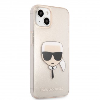 Karl Lagerfeld TPU Full Glitter Karl Head Kryt pro iPhone 13 mini Gold (KLHCP13SKHTUGLGO)