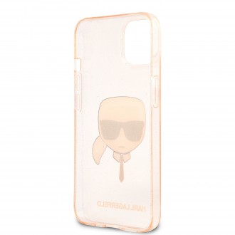 Karl Lagerfeld TPU Full Glitter Karl Head Kryt pro iPhone 13 mini Gold (KLHCP13SKHTUGLGO)