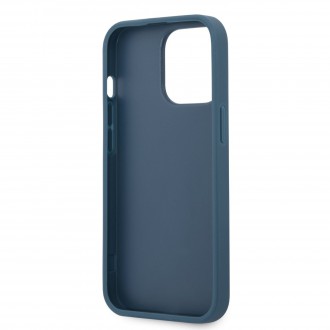 Guess PU 4G Metal Logo Zadní Kryt pro iPhone 13 Pro Blue (GUHCP13L4GMGBL)