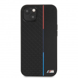 BMHCP13MTRTBK BMW PU Triangles Tricolor Line Kryt pro iPhone 13 Black