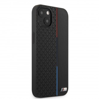 BMHCP13MTRTBK BMW PU Triangles Tricolor Line Kryt pro iPhone 13 Black