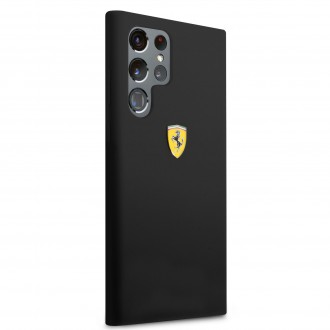 FESSIHCS22LBK Ferrari Liquid Silicone Metal Logo Zadní Kryt pro Samsung Galaxy S22 Ultra Black