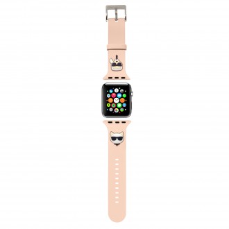 KLAWLSLCKP Karl Lagerfeld Karl and Choupette Řemínek pro Apple Watch 42/44mm Pink