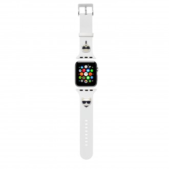 KLAWMSLCKW Karl Lagerfeld Karl and Choupette Řemínek pro Apple Watch 38/40mm White