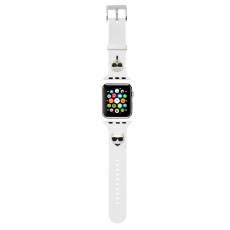 KLAWLSLCKW Karl Lagerfeld Karl and Choupette Řemínek pro Apple Watch 42/44mm White