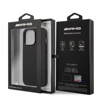 AMHCP13LDEBK AMG PU Carbon Efect Hard Case Zadní Kryt pro iPhone 13 Pro Black