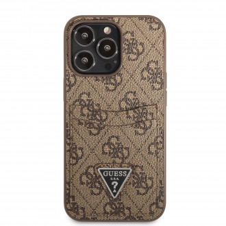 GUHCP13XP4TPW Guess 4G Saffiano Double Card Zadní Kryt pro iPhone 13 Pro Max Brown