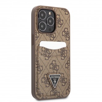 GUHCP13XP4TPW Guess 4G Saffiano Double Card Zadní Kryt pro iPhone 13 Pro Max Brown