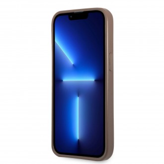 GUHCP13XP4TPW Guess 4G Saffiano Double Card Zadní Kryt pro iPhone 13 Pro Max Brown
