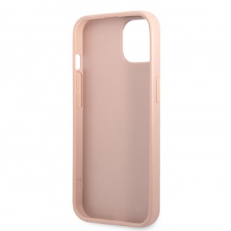 GUHCP13MPSATLP Guess PU Saffiano Triangle Zadní Kryt pro iPhone 13 Pink