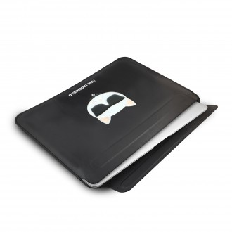 Karl Lagerfeld Kožené Choupette Sleeve Pouzdro pro MacBook Air/Pro + Choupette Head Saffiano PU Pouch S/M Black