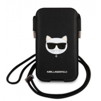 Karl Lagerfeld Kožené Choupette Sleeve Pouzdro pro MacBook Air/Pro + Choupette Head Saffiano PU Pouch S/M Black
