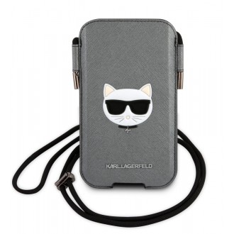 Karl Lagerfeld Kožené Choupette Sleeve Pouzdro pro MacBook Air/Pro + Choupette Head Saffiano PU Pouch S/M Grey