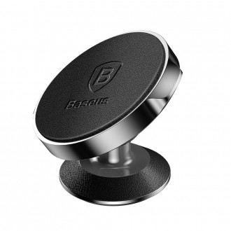 Baseus Small Ears Series přilnavý kožený magnetický držák telefonu do auta černý (SUER-F01)