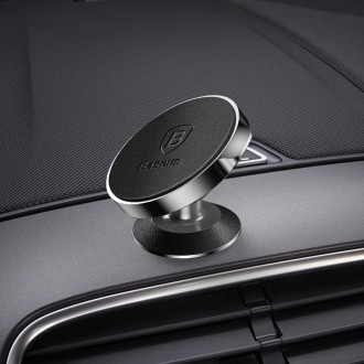 Baseus Small Ears Series přilnavý kožený magnetický držák telefonu do auta černý (SUER-F01)