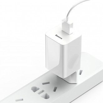 Baseus Charging Quick Charger EU napájecí adaptér USB Quick Charge 3.0 QC 3.0 bílý (CCALL-BX02)