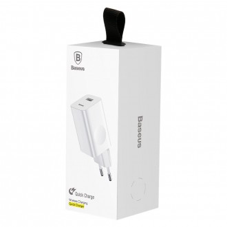 Baseus Charging Quick Charger EU napájecí adaptér USB Quick Charge 3.0 QC 3.0 bílý (CCALL-BX02)