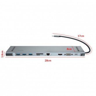 Baseus Enjoyment Multifunkční dokovací stanice pro MacBook Laptop HUB Stand Adapter 10in1 (CATSX-F0G)
